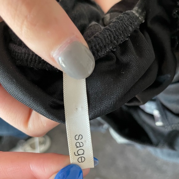 Sage charcoal gray Flowy floral romper - Picture 3 of 4